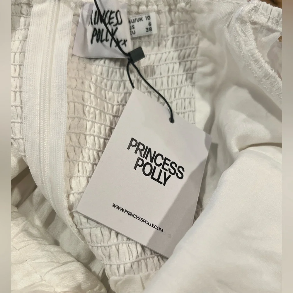 Princess Polly Lavine Babydoll Eyelet Mini Dress White Flared‎ Sz US 6 NWT - Picture 8 of 9